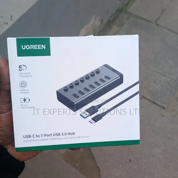 Ugreen USB-C to 7-Port USB-A 3.0 Hub (DC 12V) - 1