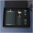 Green Leather Whiskey Flask Gift Set - 2