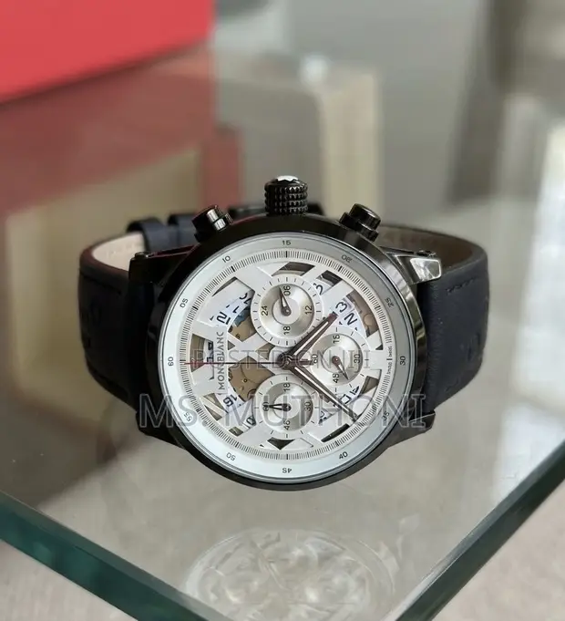 Montblanc Chronograph Skeleton Watch - Black Leather - 1