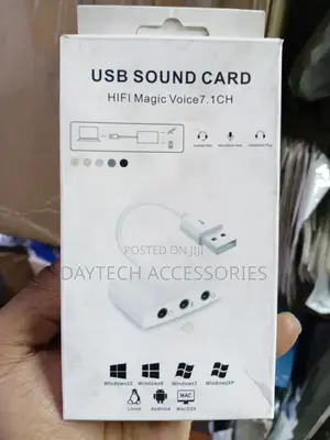 3-in-1 External USB Sound Card 7.1 Adapter - Nyeupe