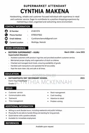 Customer Service CV - Cynthia