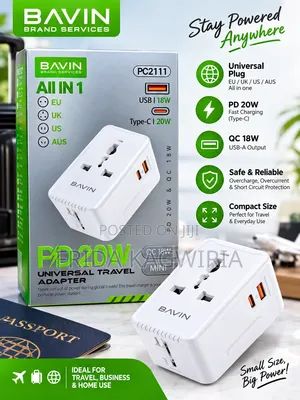 Universal Travel Plug Adapter (UK, Ulaya, Marekani, Australia)
