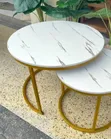 White Marble Effect Nesting Coffee Table - 1