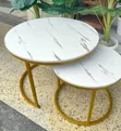 White Marble Effect Nesting Coffee Table - 2