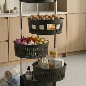 Urk Rotatable 4-Tier Fruit Rack with Wheels