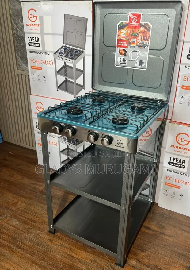 Eurochef Full Gas Standing Cooker With Shelves - 1