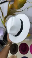 White Wide Brim Fedora Hat - 1