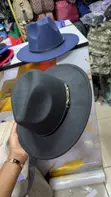 Black Wide Brim Fedora Hat - 1