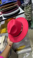 Red Wide Brim Fedora Hat - 1