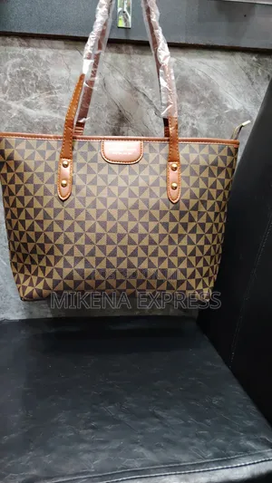 Chic Geometric Print Tote Bag - Classic Brown