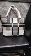 Baellerry Brown Cream Plaid Tote Bag (Brand New) - 2