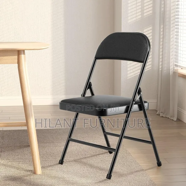 Heavy-Duty Foldable Padded Chair - Black - 1