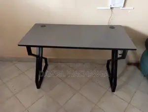 Modern Minimalist Office Desk with Geometric Metal Legs