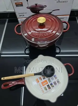 Wine Red 3-Piece Cast Iron Cookware Set