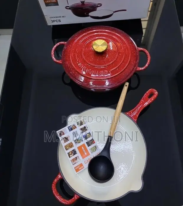 Red Small Family Cast Iron Set - Fry, Sear, Bake - 1