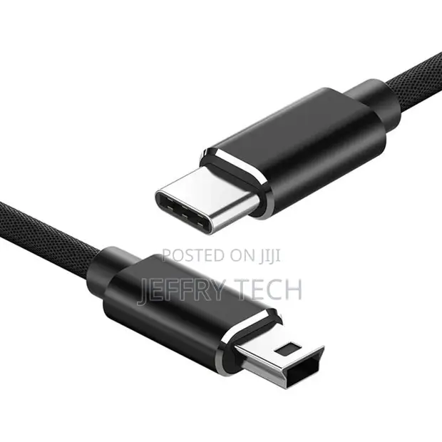 1M Braided USB-C to Mini 5-Pin Cable, OTG Sync Data - 1