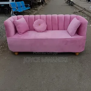 Salon Waiting Couch - Baby Pink