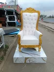 Brand New White Pedicure Seat with Marble Laminated Podium - 2