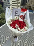Flower Bouquet, Chocolate Roses, Necklace & Gift Card - 1