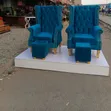 Custom Velvet Pedicure Seats with White Podium - 1