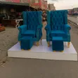 Custom Velvet Pedicure Seats with White Podium - 2
