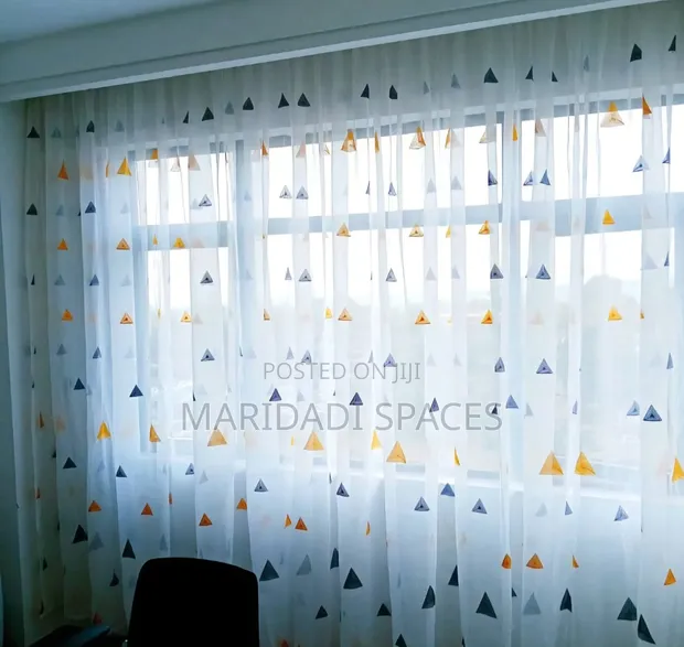 Sheer Multi-Flowered Window Curtains - 1