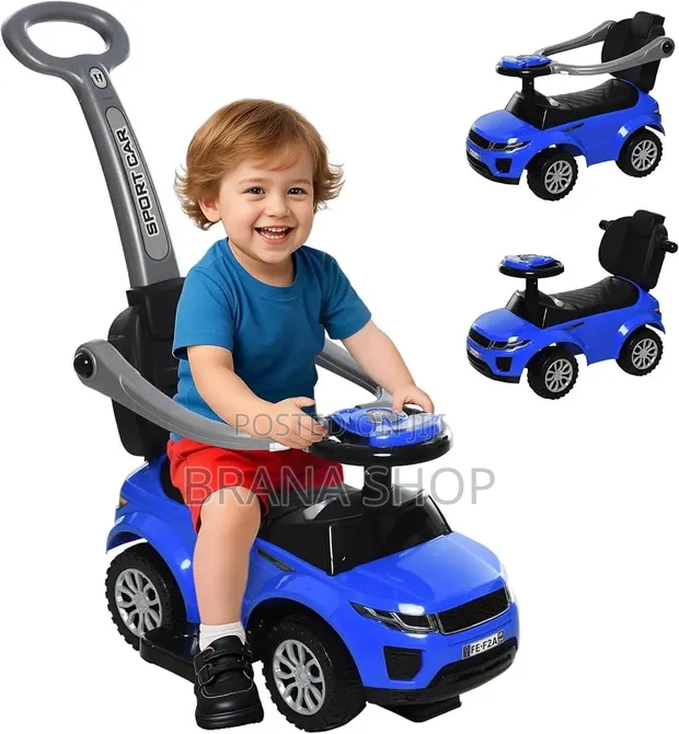 3-in-1 Toddler Push Ride-on Car - Blue - 1