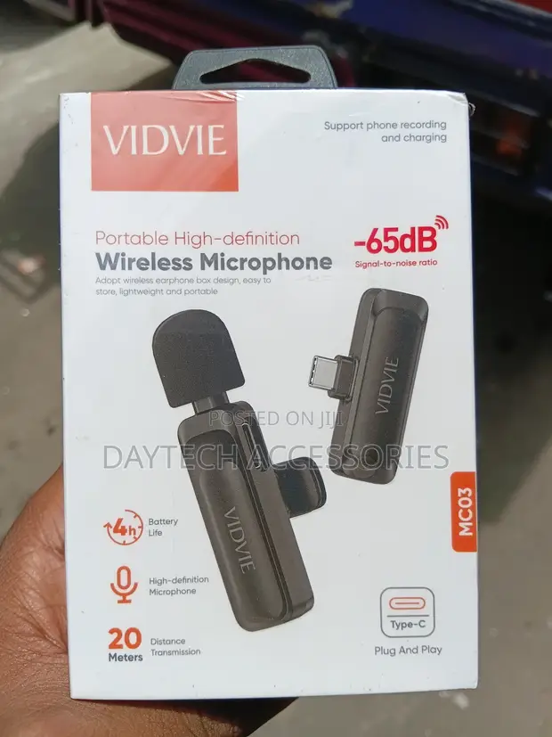 Vidvie USB-C MC03 Portable Wireless Microphone - Black - 1