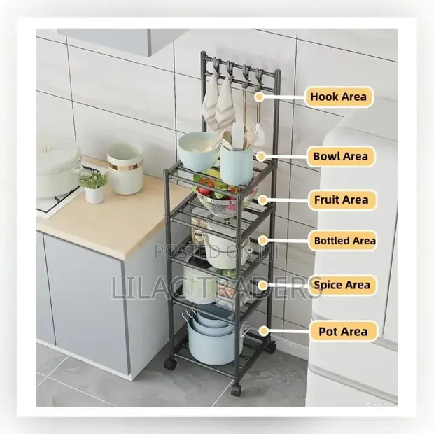 Metallic 5-Layer Kitchen Bowl Rack - 1
