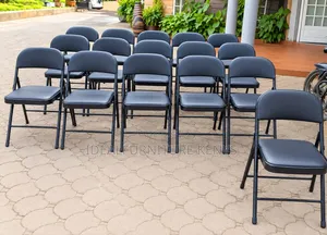 Black Padded Folding Chair - Metal
