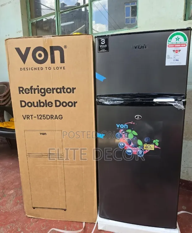 Von 125L Double Door Fridge | Direct Cool Refrigerator - 1