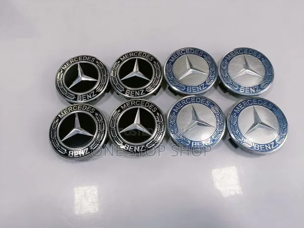 Replacement 4pc Mercedes-Benz Wheel Hub Caps with 3-Star Design - 1