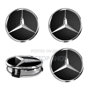 Black Chrome Mercedes Wheel Center Hub Rim Emblem (4pcs)