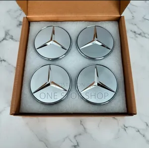 4pc Mercedes Silver Wheel Center Caps