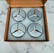 4pc Mercedes Silver Wheel Center Caps - 1