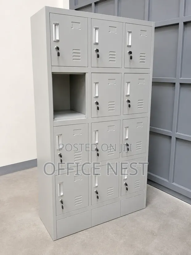 12-Door Metal Locker Cabinet with Locks - 1