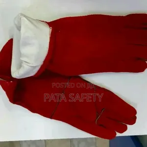 Durable Red Leather Work Gloves