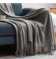 Knitted Tassel Throw Blanket - 3