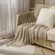Knitted Tassel Throw Blanket - 4