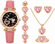 4-Piece Women's Rose Gold Heart Watch & Jewelry Set - 1