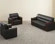 5-Seater Office Sofa - Black Faux Leather - 2