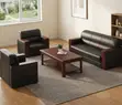 5-Seater Office Sofa - Black Faux Leather - 4