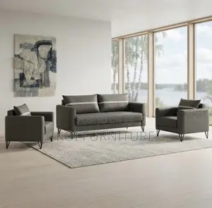 Executive 5-Seater Office Sofa Set - Brown Leather