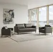 Executive 5-Seater Office Sofa Set - Brown Leather - 1