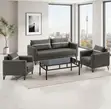 Executive 5-Seater Office Sofa Set - Brown Leather - 5