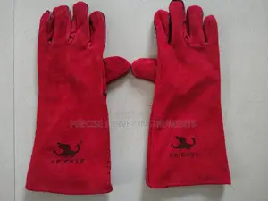 Durable Red Leather Hand Protective Gloves