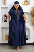 African Navy Blue Boubou Dress - Wedding - 1