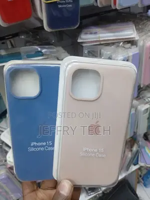 Kifuniko cha Nyuma cha Silicone cha iPhone 15 - Bluu na Pinki