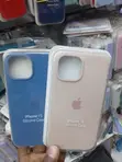 iPhone 15 Silicone Back Cover Case - Blue & Light Pink - 1