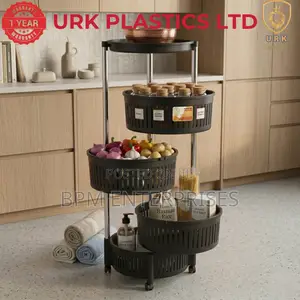 360° Rotatable 4-Tier Fruit and Spice Rack Stand
